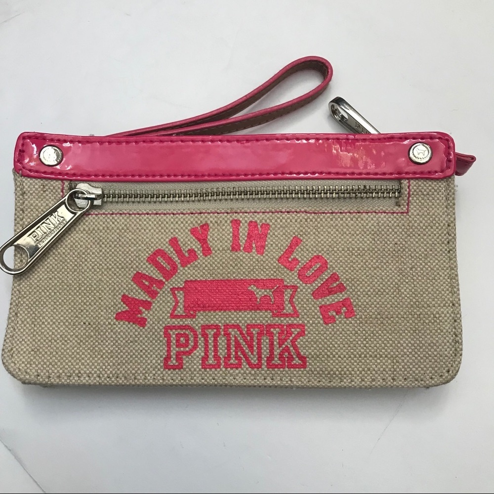 Victoria Secret Pink Straw Summer Wallet Wristlet
